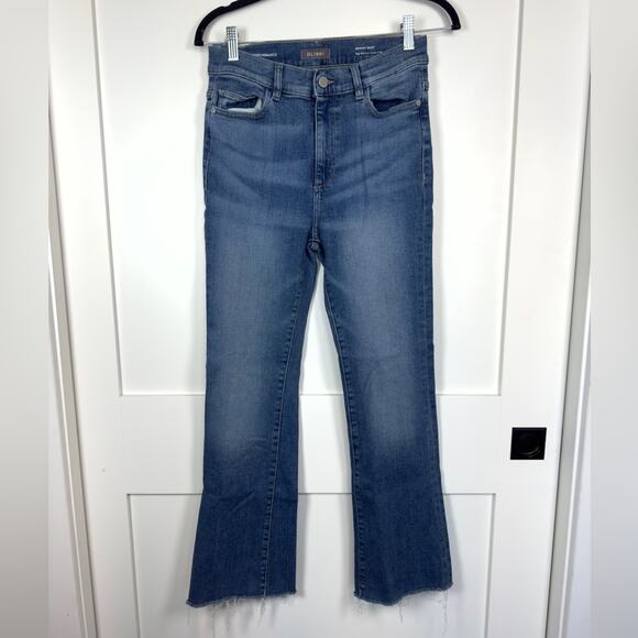 DL1961 Performance Bridget Boot High Rise InstaSculpt Crop Raw Hem Jeans Size 28 - Picture 1 of 8